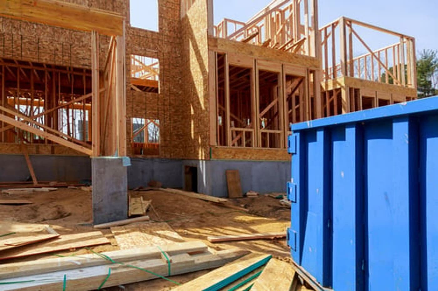 New construction framing on a residential build site in Southern Indiana